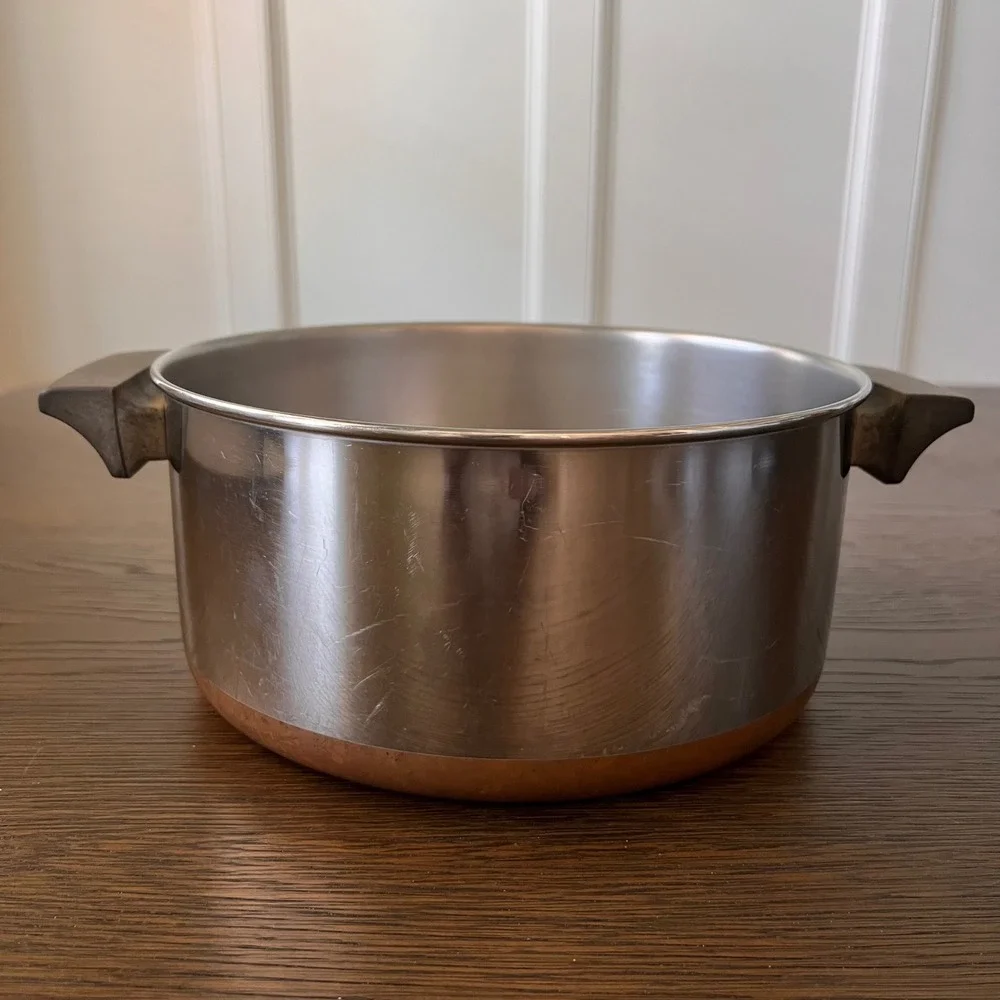 Revere Ware 4 1/2 Qt Stock Pot Copper Clad Bottom Stainless Steel Clinton IL USA